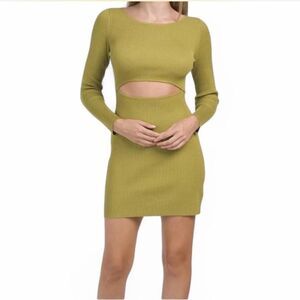 House of Harlow 1960 Green Long Sleeve Cut Out Mini Dress Size S